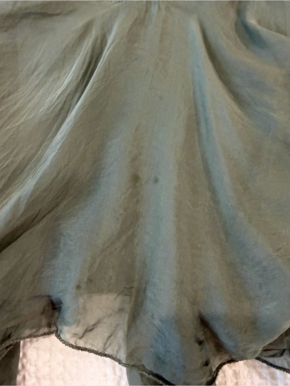 Made in Italy 100% Silk Set: Black Wide Leg Side Slit Pants & Sage Blouse SZ S - Picture 13 of 15
